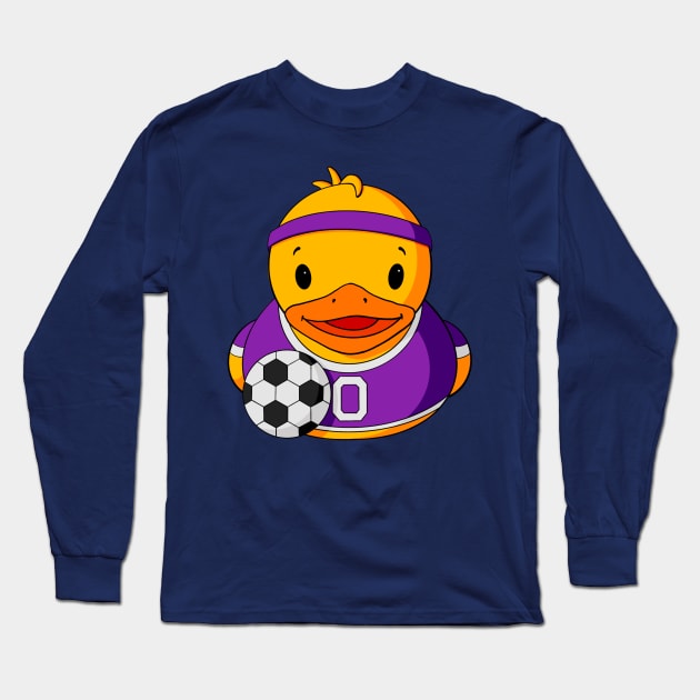 Soccer Player Rubber Duck Long Sleeve T-Shirt by Alisha Ober Designs